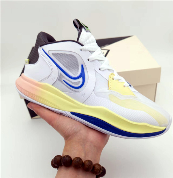 Men's Running Weapon Kyrie Irving 5 White/Blue/Yellow Shoes 0033
